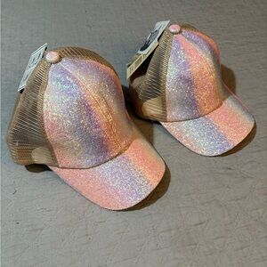 C.C Glittery Pink and Gold (mommy&me) Mesh Caps